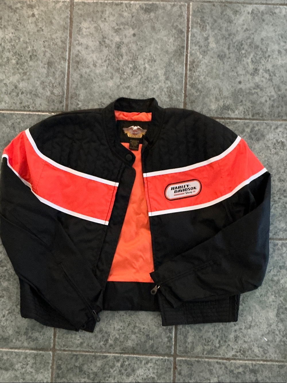 Harley-Davidson Women’s Black with Orange Contrast Puffer Jacket